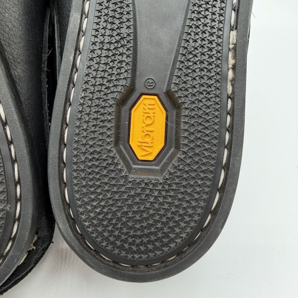 Easy Moc Mens Handmade In USA Black Leather Vibram Slip On Boat Shoe Sandal 10.5 - Picture 8 of 8